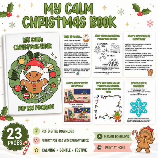 Calm Christmas sensory-friendly activity book printable preview