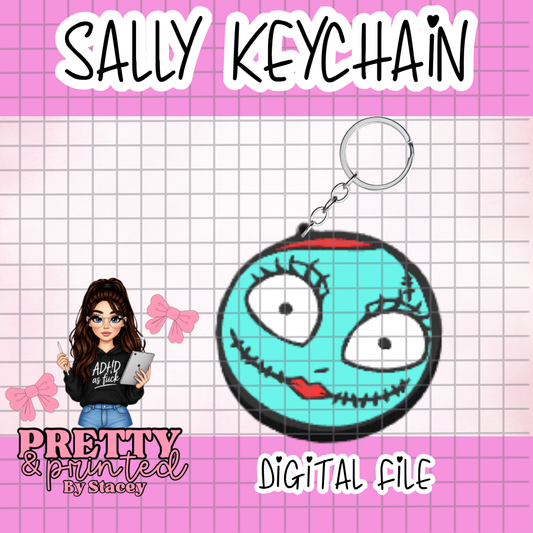 Sally Keychain 3MF File | Cute Gothic Keyring 3D Print Model | Instant Digital Download