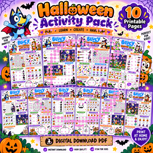 Halloween Dog Kids Activity Pack | 10 Printable Activity Sheets | PDF Digital Download | Mazes, Counting, Matching & More