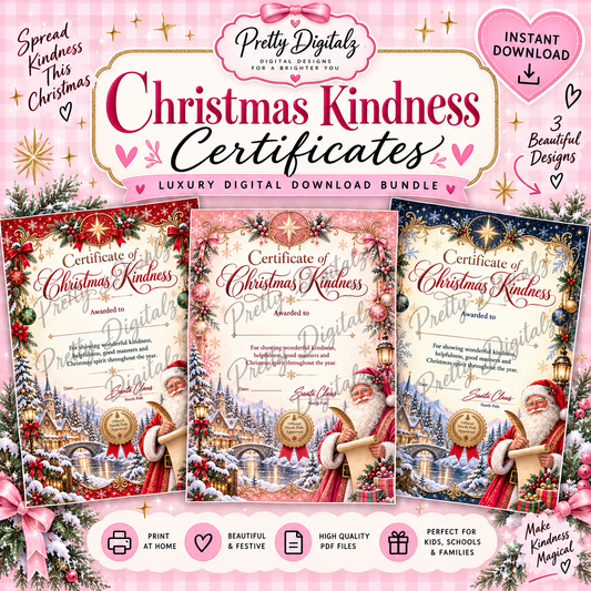Christmas Kindness Certificate Bundle | 3 Festive Printable Certificates | Santa North Pole Award | Digital Download PDF