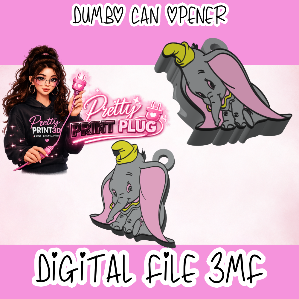 Dumbo Inspired Can Opener STL File | Elephant Can Tab Opener Keychain | 3MF Digital Download | Accessible Drink Opener | 3D Print File