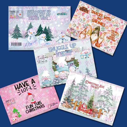 Christmas treat packet PNG digital download set of five printable snack packet designs