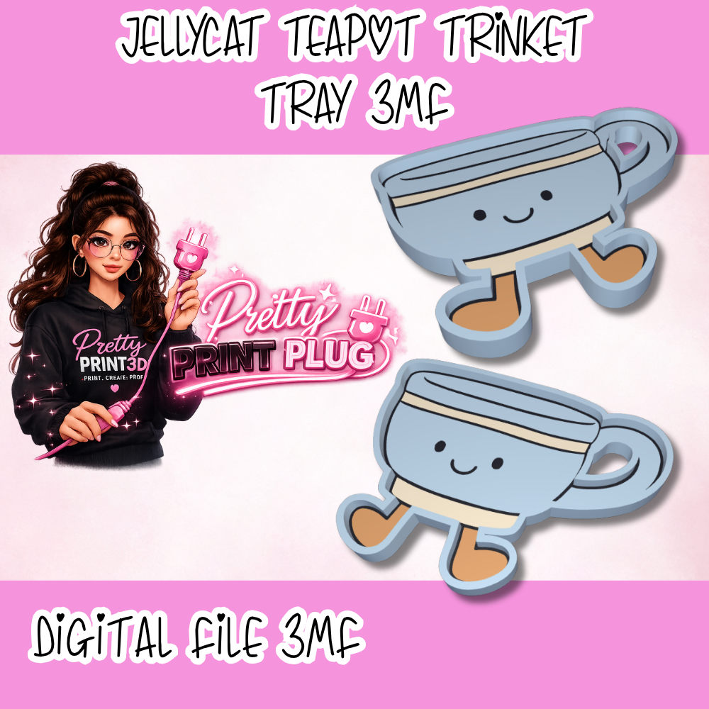 Jellycat Inspired Teapot Trinket Tray 3MF & STLFile | Cute Tea Party Decor STL Alternative | 3D Print Jewellery Dish | Ring Holder | Digital Download