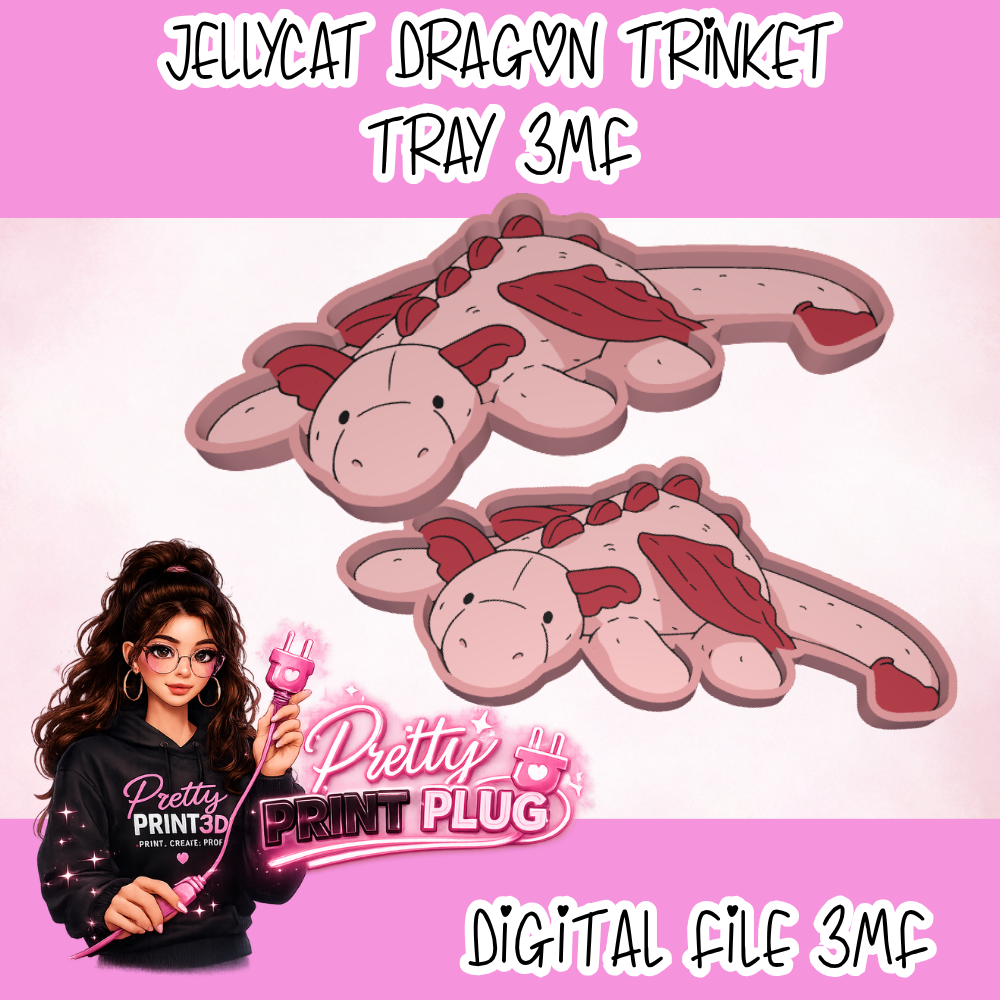 Dragon Trinket Tray 3MF & STO File | Cute Fantasy Dragon Jewellery Dish | Dragon Ring Holder | 3D Print File | Digital Download | Pretty Print Plug