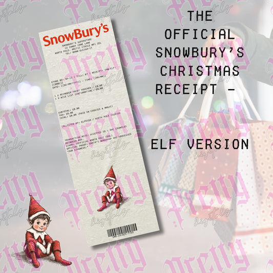 Elf's Snowbury receipt digital download Christmas magical printable