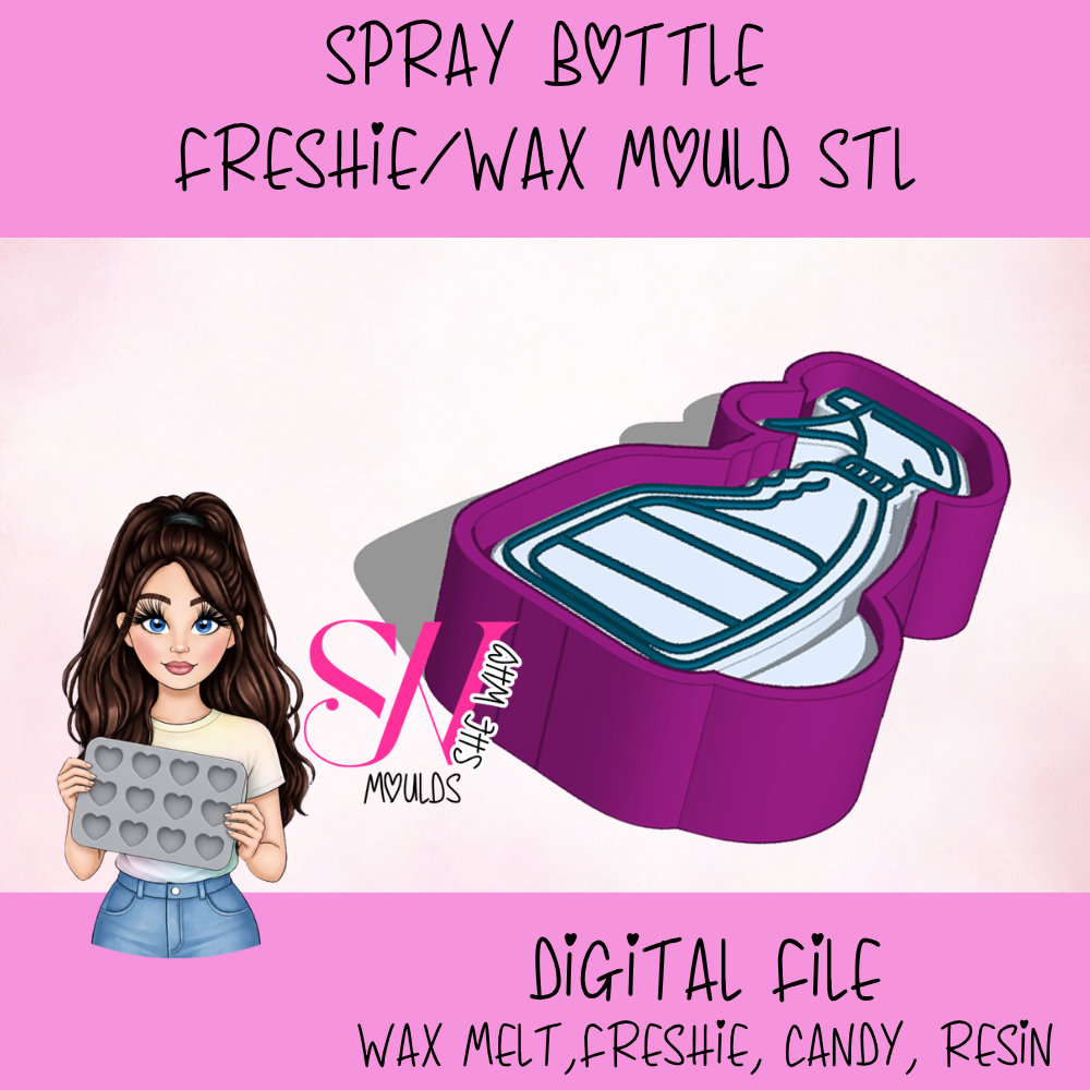 Spray Bottle Freshie & Wax Melt Mould STL File | 3D Print Digital Download | Freshie Mould Housing File