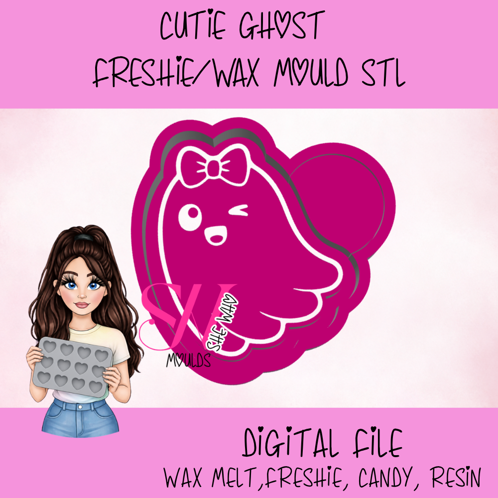 Cute Ghost STL File – Wax Melt Mould Housing | Freshie, Resin & Candy Mould 3D Print File (Digital Download)